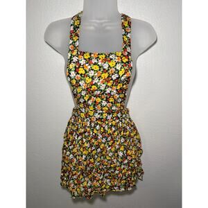 Feathers Black Floral Halter Apron Skirt - Size S (fits like XS)